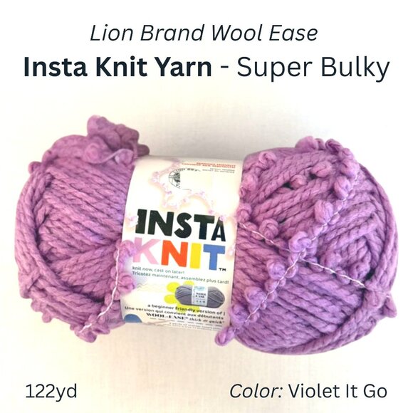 Lion Brand Wool Ease Insta Knit Yarn Super Bulky Violet It Go 122 yd Beginner - Picture 1 of 9